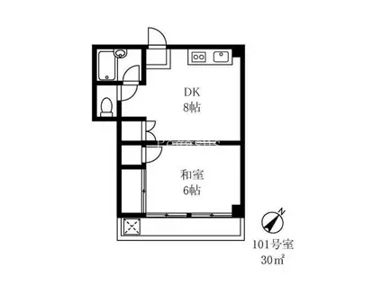 丸田ビル(1DK/1階)の間取り写真