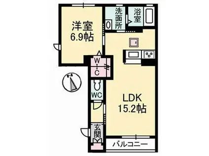シャーメゾン桂花(1LDK/1階)の間取り写真