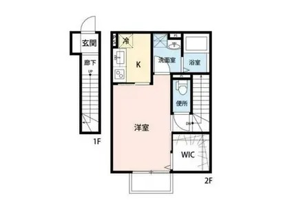 グランシャリオ津田沼(1K/2階)の間取り写真