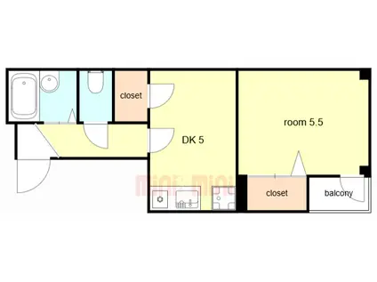 ポコアポコ明石本町アネックス(1DK/5階)の間取り写真