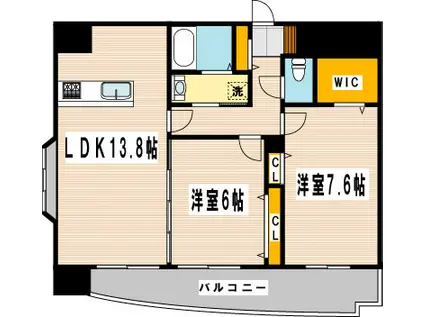 サンシャイン・マリンズ井堀(2LDK/10階)の間取り写真