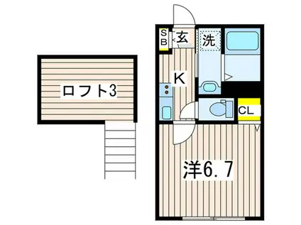 プライムレーベル寺前I(1K/1階)の間取り写真