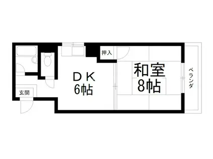 ウエストヴィラージュI(1DK/4階)の間取り写真