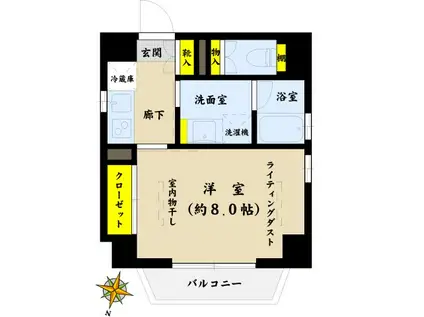 ドミール文京小石川(1K/4階)の間取り写真