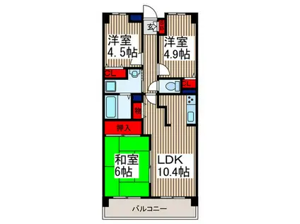 ビエラコート武蔵浦和(3LDK/5階)の間取り写真