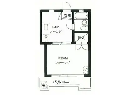 富士見町マンション(1K/2階)の間取り写真