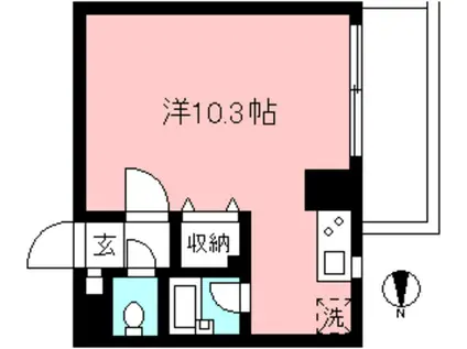 シャトーコア(ワンルーム/3階)の間取り写真