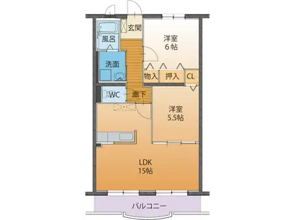 ハートフル柚子(2LDK/3階)の間取り写真