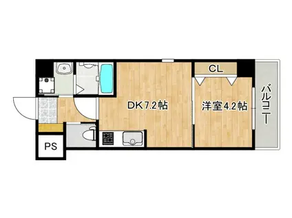 WELSH.Sビル7(1DK/4階)の間取り写真