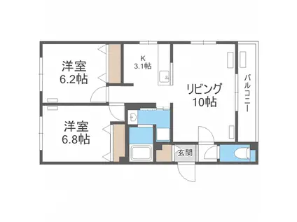 グランメールVILLA9.16(2LDK/3階)の間取り写真