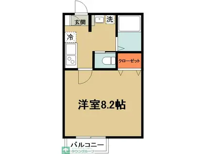 ラ・メゾンデュー鴻巣(1K/1階)の間取り写真