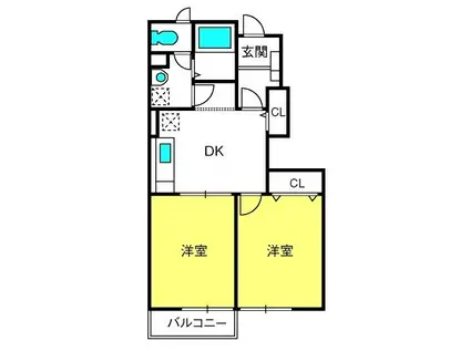 スイート・ヒルズ(2DK/1階)の間取り写真