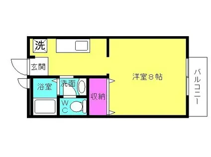 ハイネス野添II(1K/2階)の間取り写真