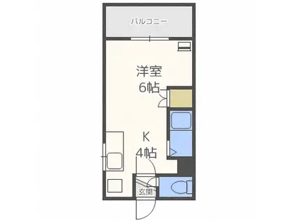 パレス南郷(1DK/4階)の間取り写真