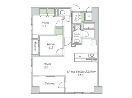 プレサンスロジェ烏丸御池(2LDK/2階)の間取り写真
