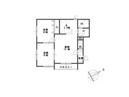 ルミエール 麻生B(2LDK/2階)の間取り写真