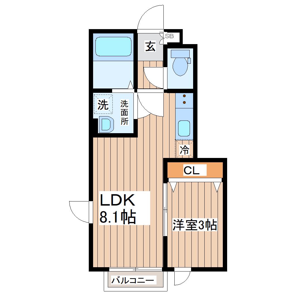 CASA TELA(1LDK/1階)の間取り写真