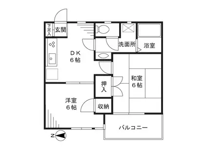 シーズレフィネ(2DK/4階)の間取り写真