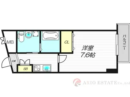 パークヒルズ東三国VISION(1K/6階)の間取り写真