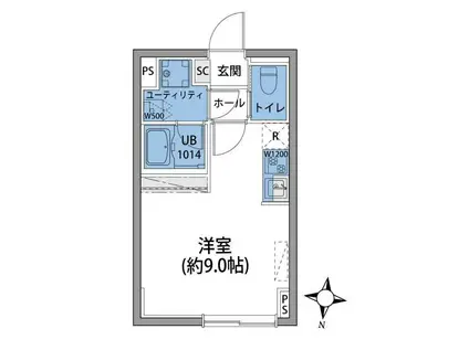 ブルーパレット練馬中村橋(ワンルーム/4階)の間取り写真