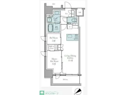 クレストコート東中野(2LDK/7階)の間取り写真