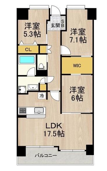 フロンティアタワー難波イースト(3LDK/2階)の間取り写真