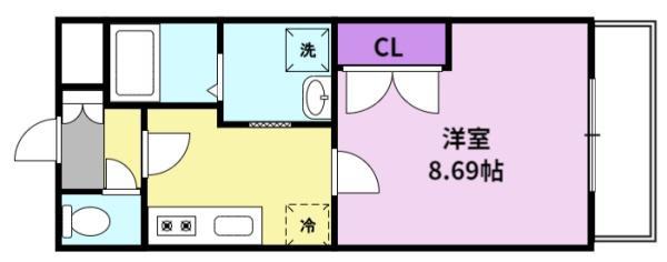 レ・クルール(1K/1階)の間取り写真