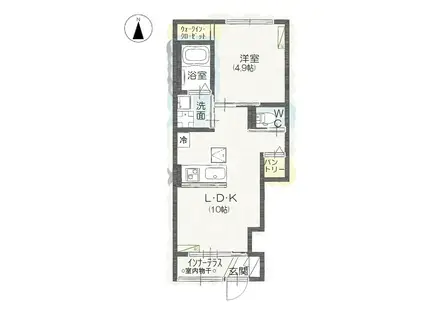 ルミエール・ユノ(1LDK/1階)の間取り写真