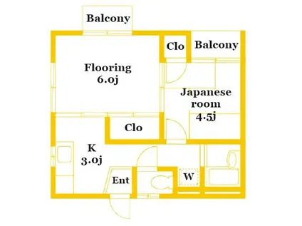 サン亀甲山 B棟(2K/1階)の間取り写真