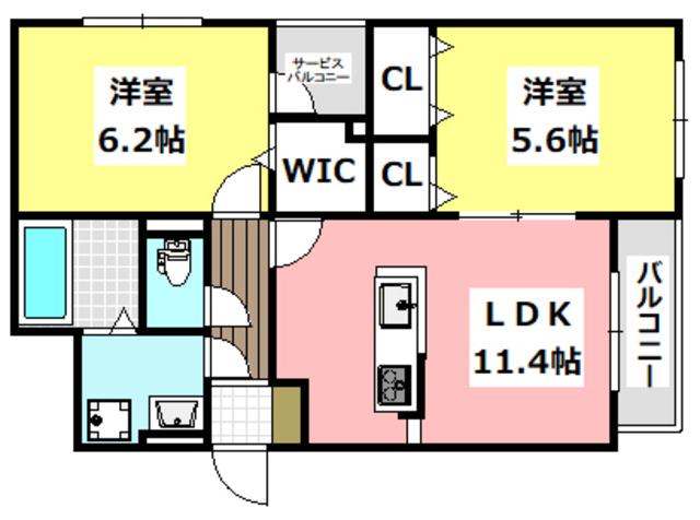 パル茨木(2LDK/1階)の間取り写真