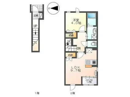 ウィステリアIII(1LDK/2階)の間取り写真