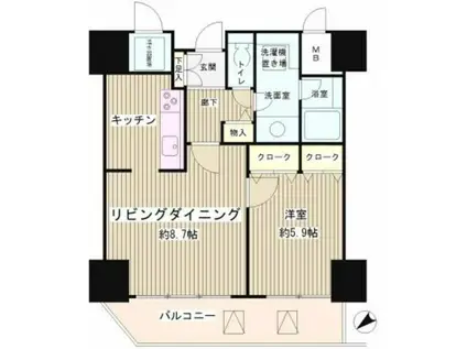 トレステージ目黒(1LDK/12階)の間取り写真