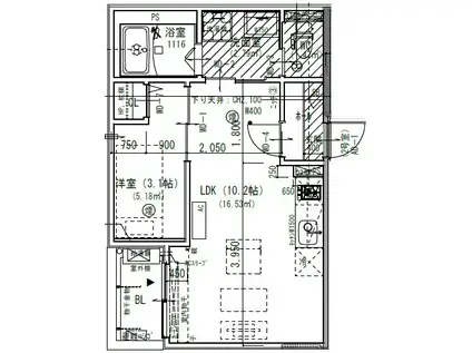 JACK TATSUMII(1LDK/2階)の間取り写真