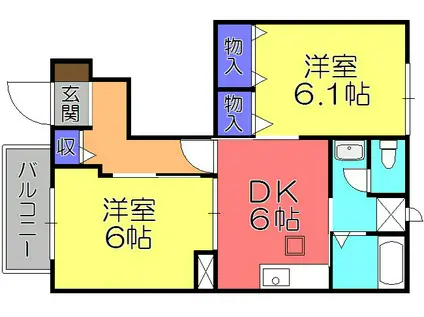 ブリュレ(2DK/2階)の間取り写真