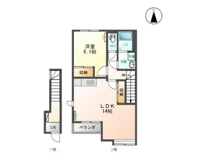 メゾン・コンフォース(1LDK/2階)の間取り写真
