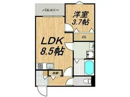 LECOCON中村(1LDK/2階)の間取り写真