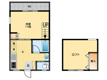 ニューシャル夢本尾II(ワンルーム/2階)の間取り写真