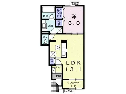 アルモニーハウス山泉(1LDK/1階)の間取り写真