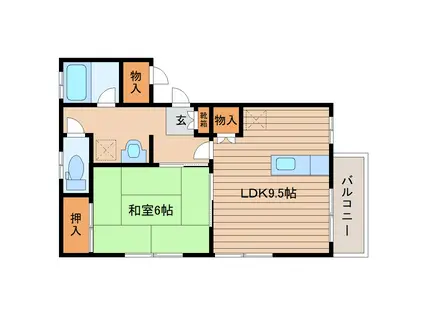 エルミーナB棟(1LDK/1階)の間取り写真