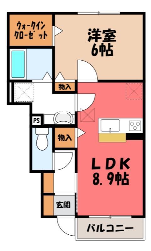 コンフォール奏(1LDK/1階)の間取り写真