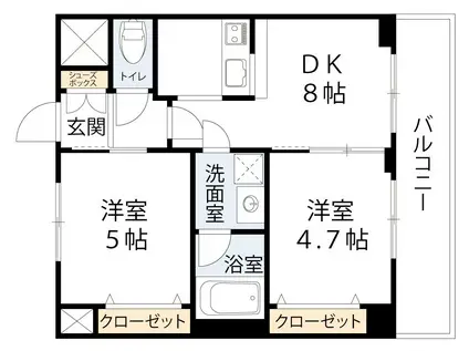 エステムプラザ難波ウエストII プレディア(2DK/8階)の間取り写真