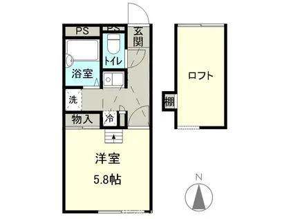 イリスアーク(1K/2階)の間取り写真