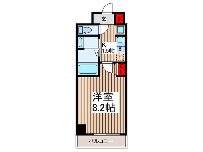  リバーテラス月島(1K/2階)の間取り写真
