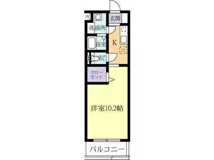 ソレアードAYU(1K/1階)の間取り写真