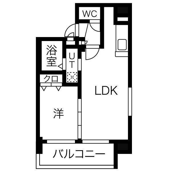 ハーモニーコート東札幌(1LDK/6階)の間取り写真