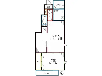@木の香(1LDK/1階)の間取り写真