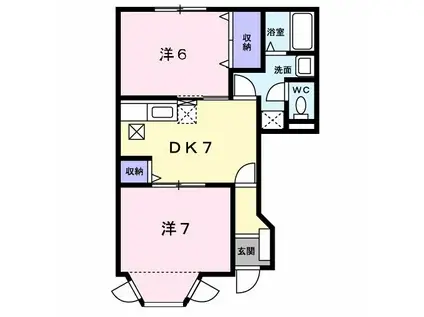 ファミールN(2DK/1階)の間取り写真