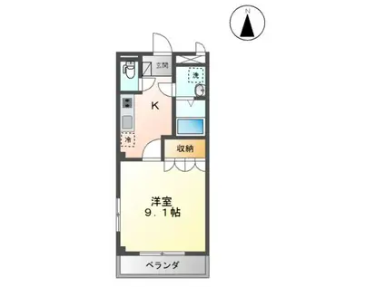 クレストビュー(1K/2階)の間取り写真