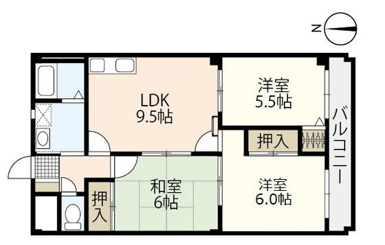ハイム波多野II(3LDK/1階)の間取り写真