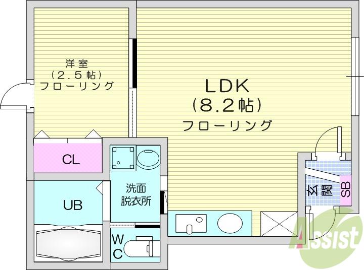 メゾン・ド・ミーゼ(1LDK/1階)の間取り写真